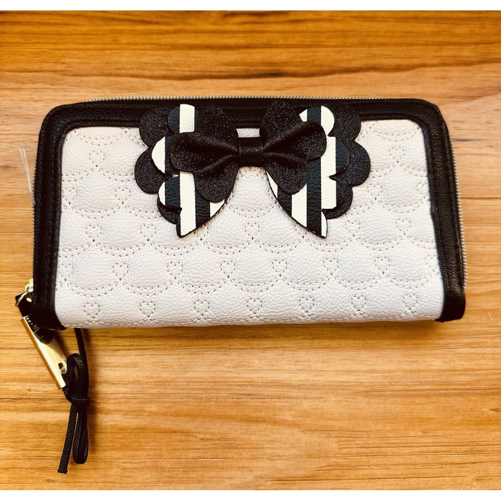 Betsey‎ Johnson Quilted Zip Around Pink & Black Wallet Faux Leather Wallet - Picture 8 of 16